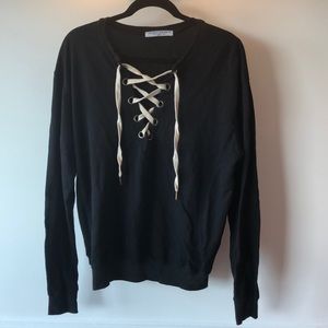 Black lace up pullover